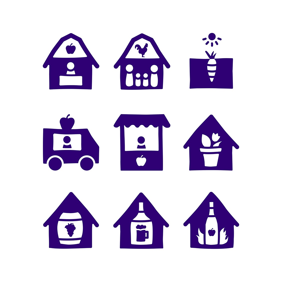 Neun Bauernhof Piktogramme